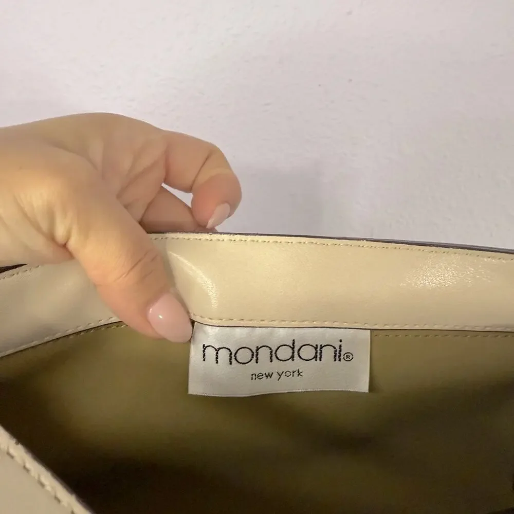 Mondani New York Women Y2K Style Cream Simulated Leather Shoulder Bag